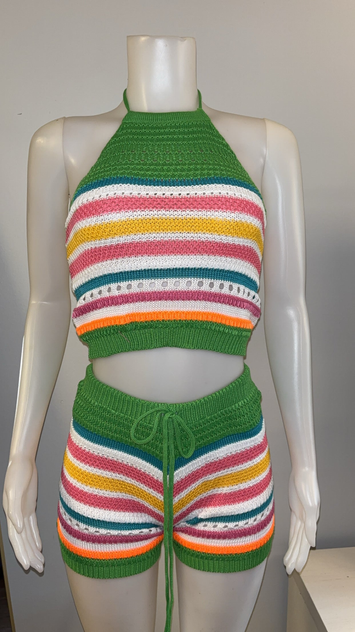 Natalee Crochet Short Set in Green