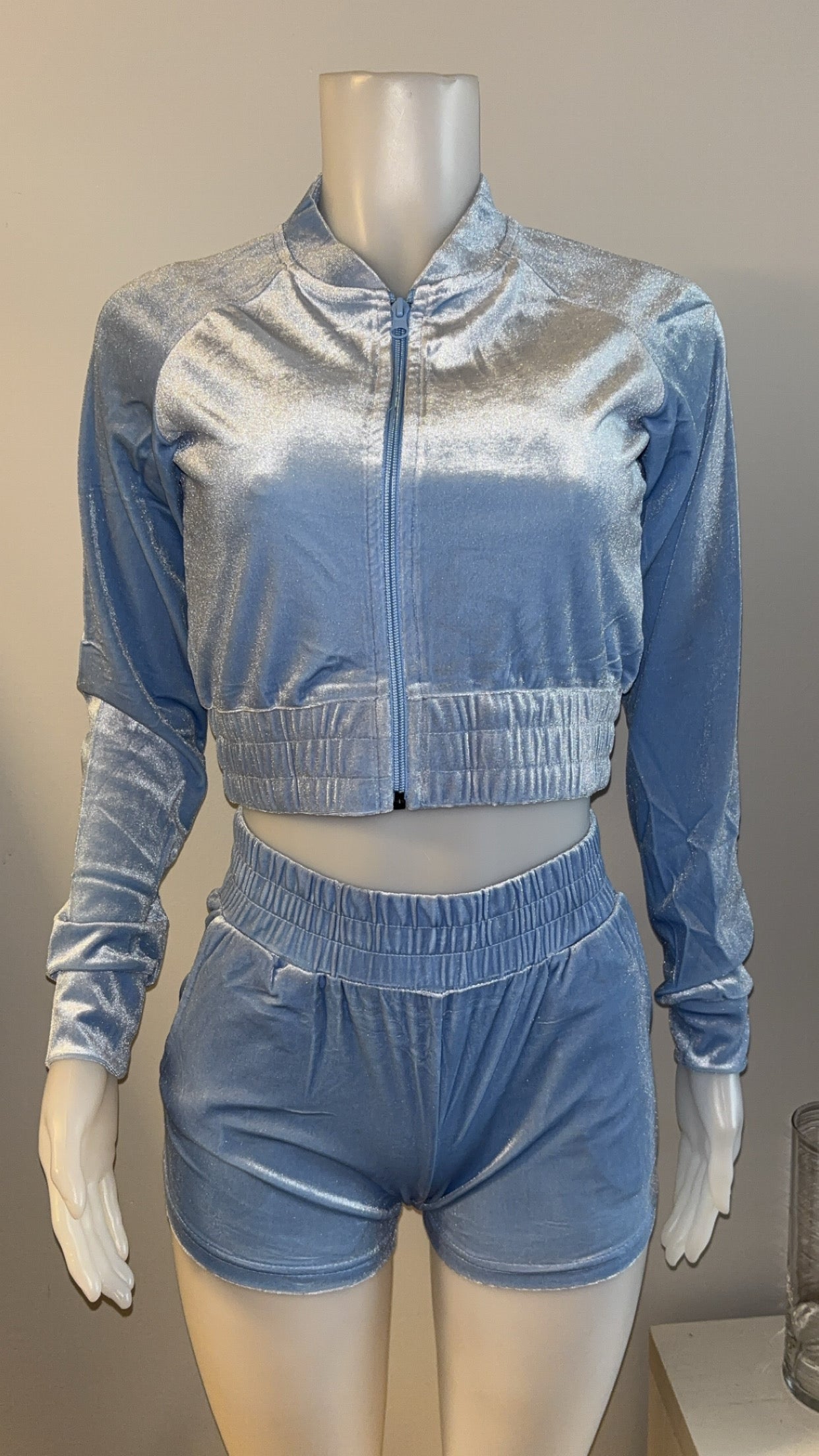 Velour Short Sets in Blue