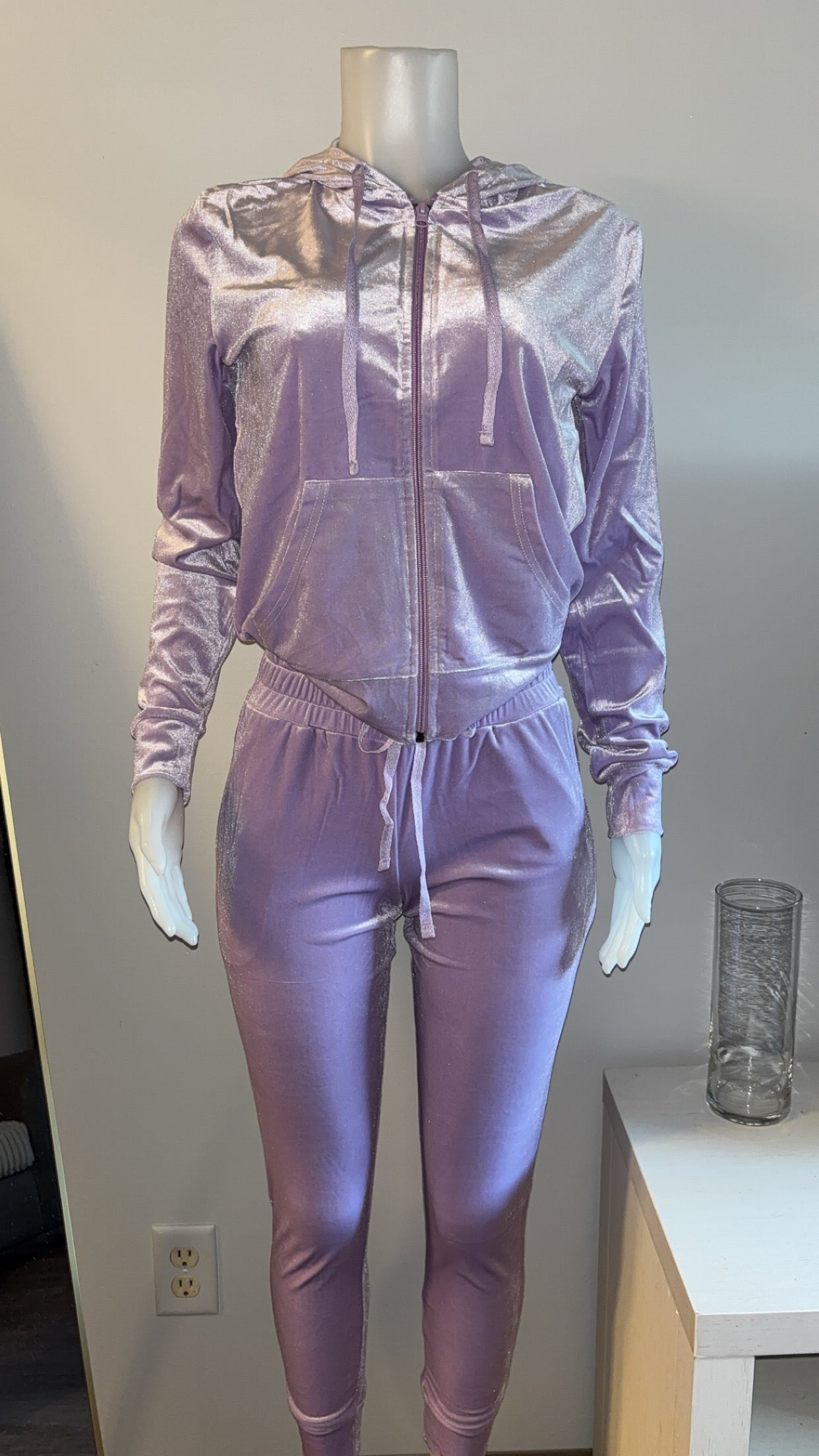 Velour Pant Sets in Purple