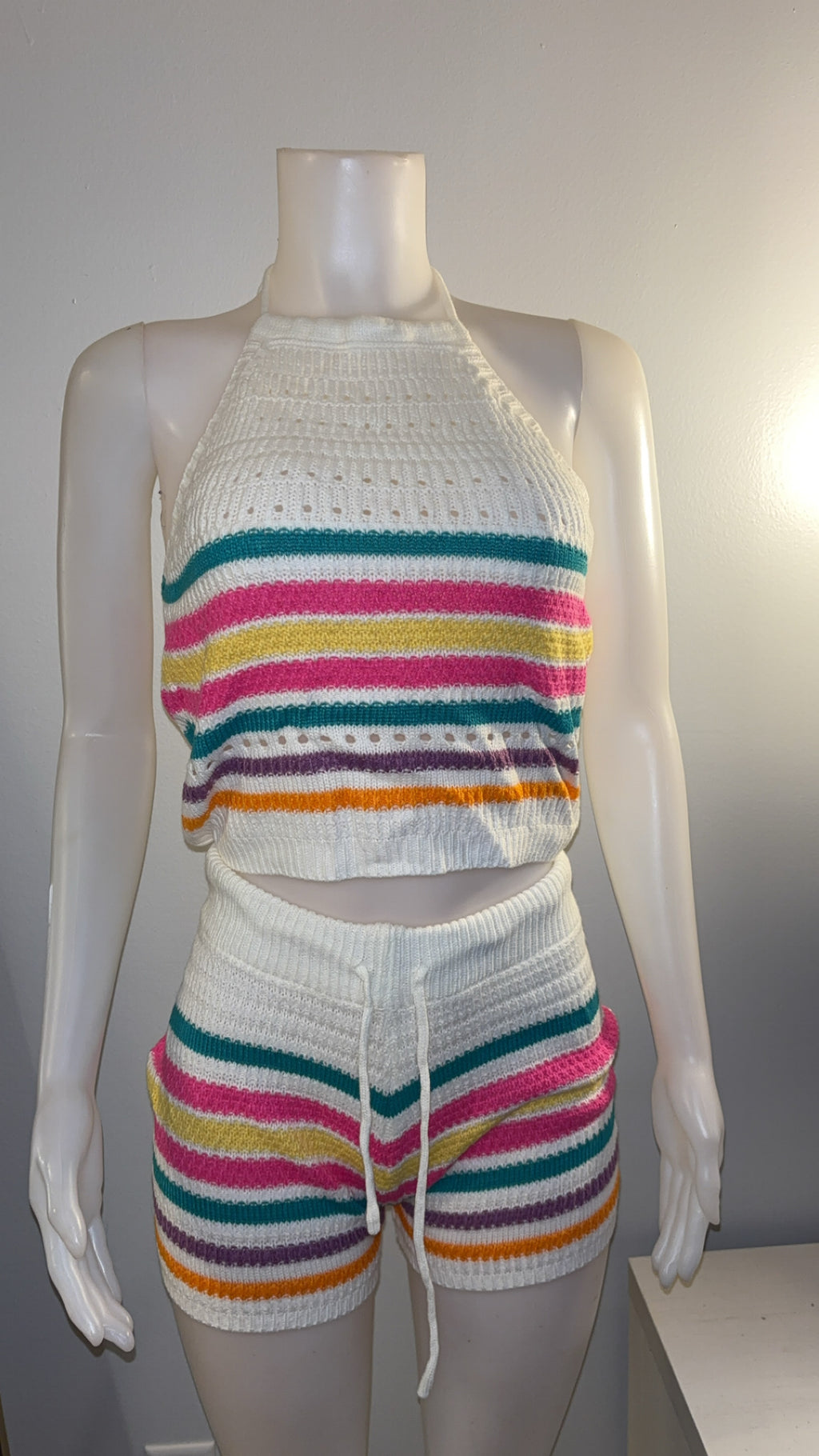 Natalee Crochet Short Set in White