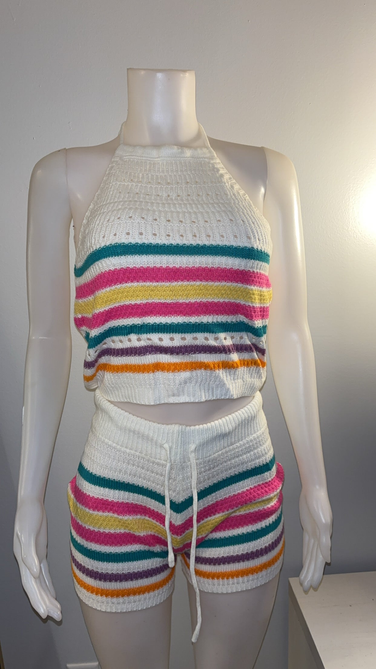 Natalee Crochet Short Set in White