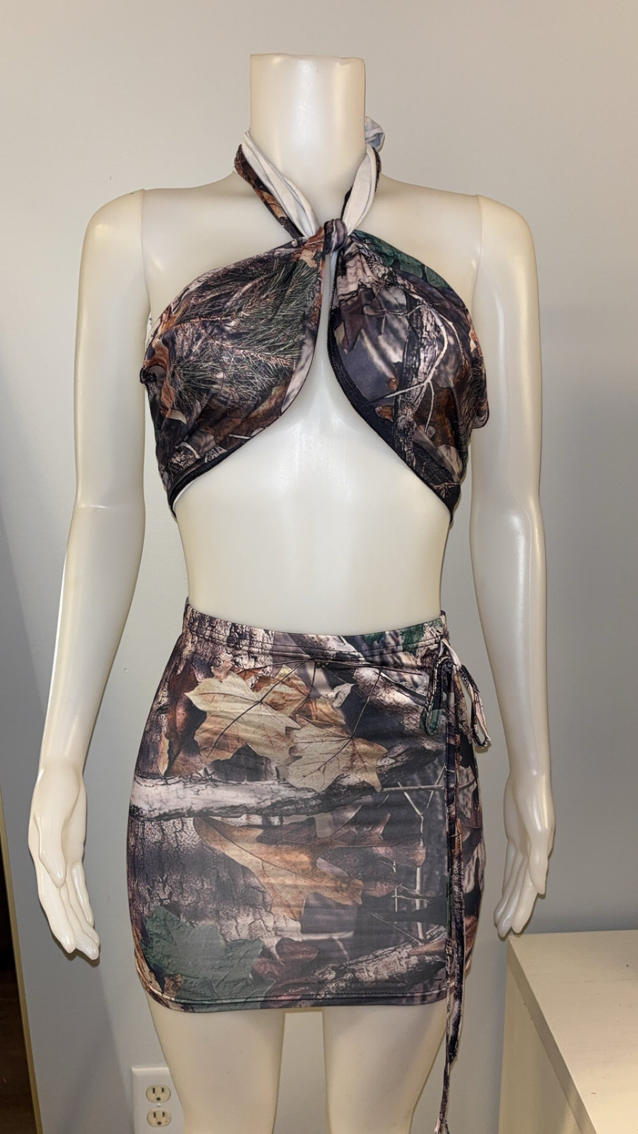 Crisscross Camo Skirt Set