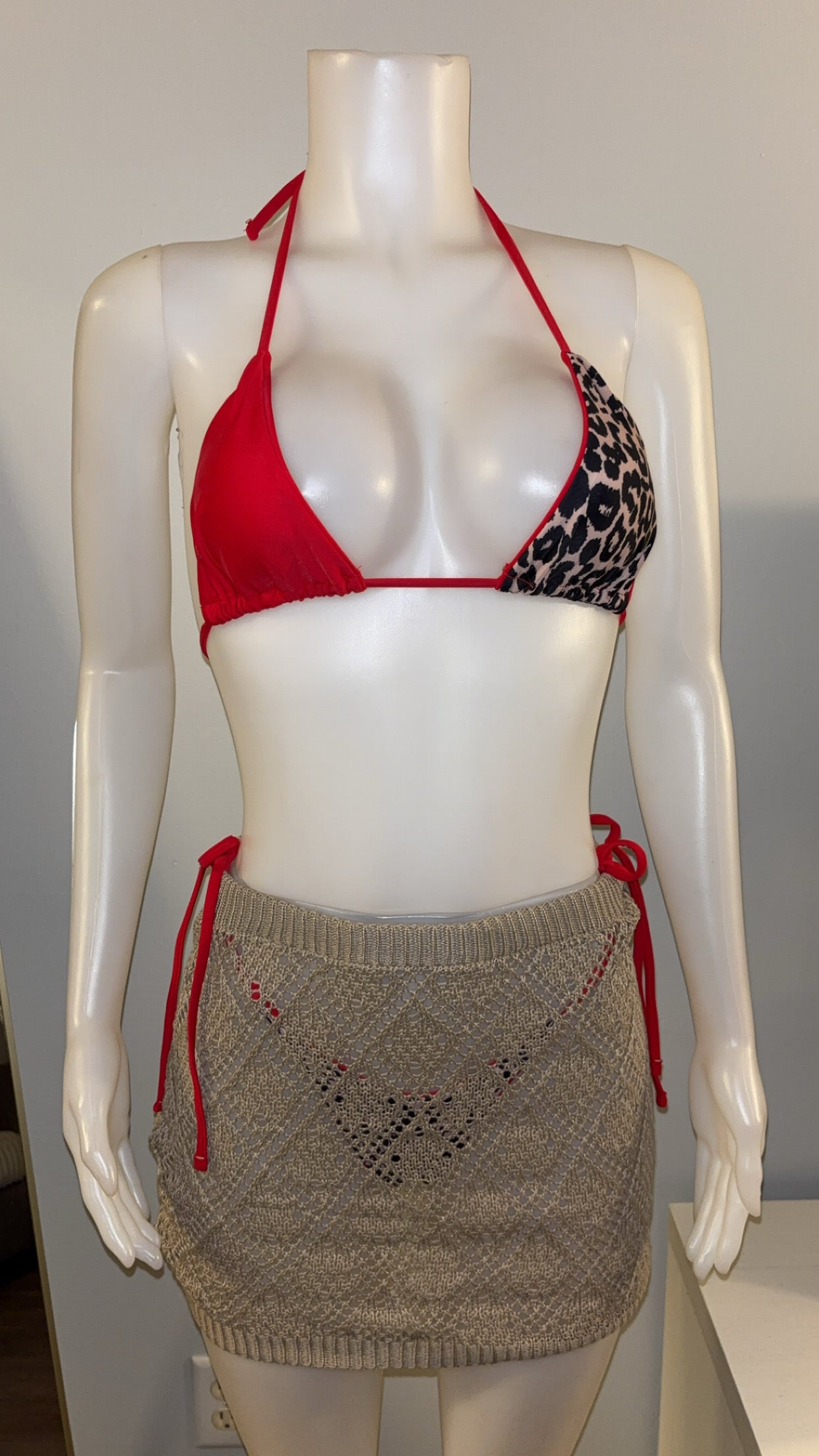 Crochet Coverup Skirt in Tan