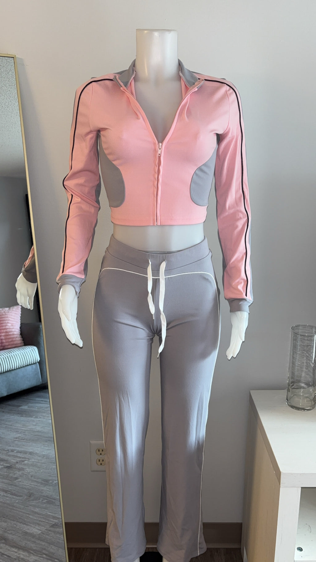 Wayda Pant Set in Grey/Pink