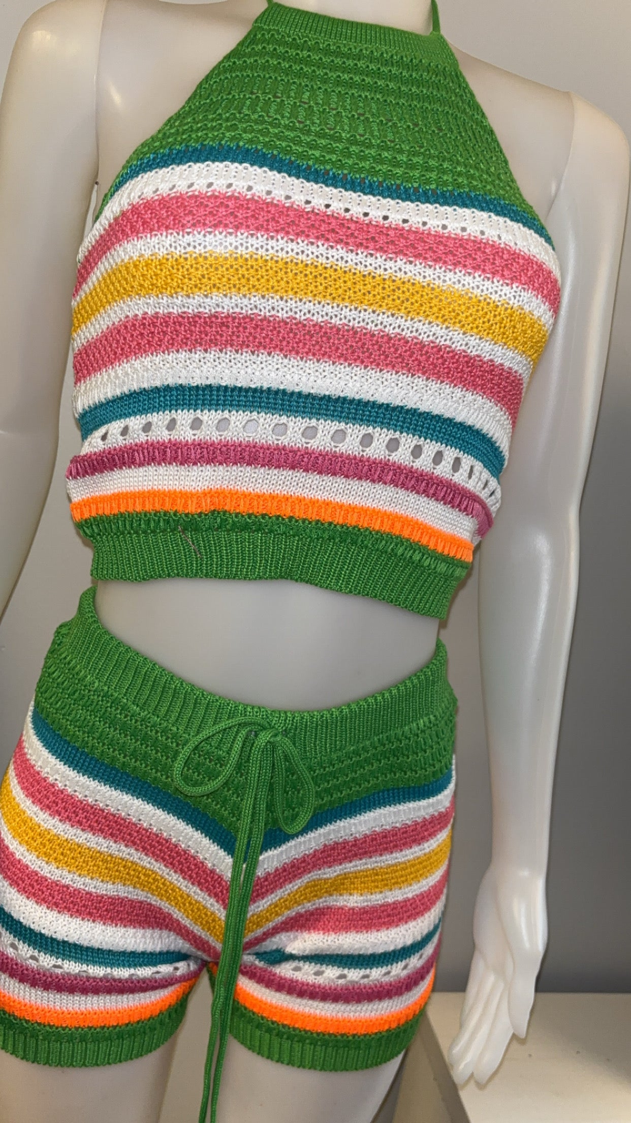 Natalee Crochet Short Set in Green