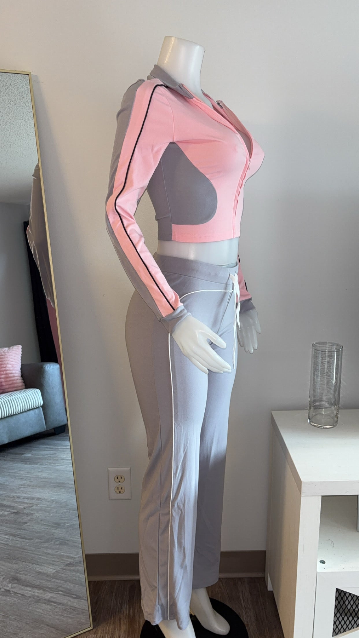 Wayda Pant Set in Grey/Pink