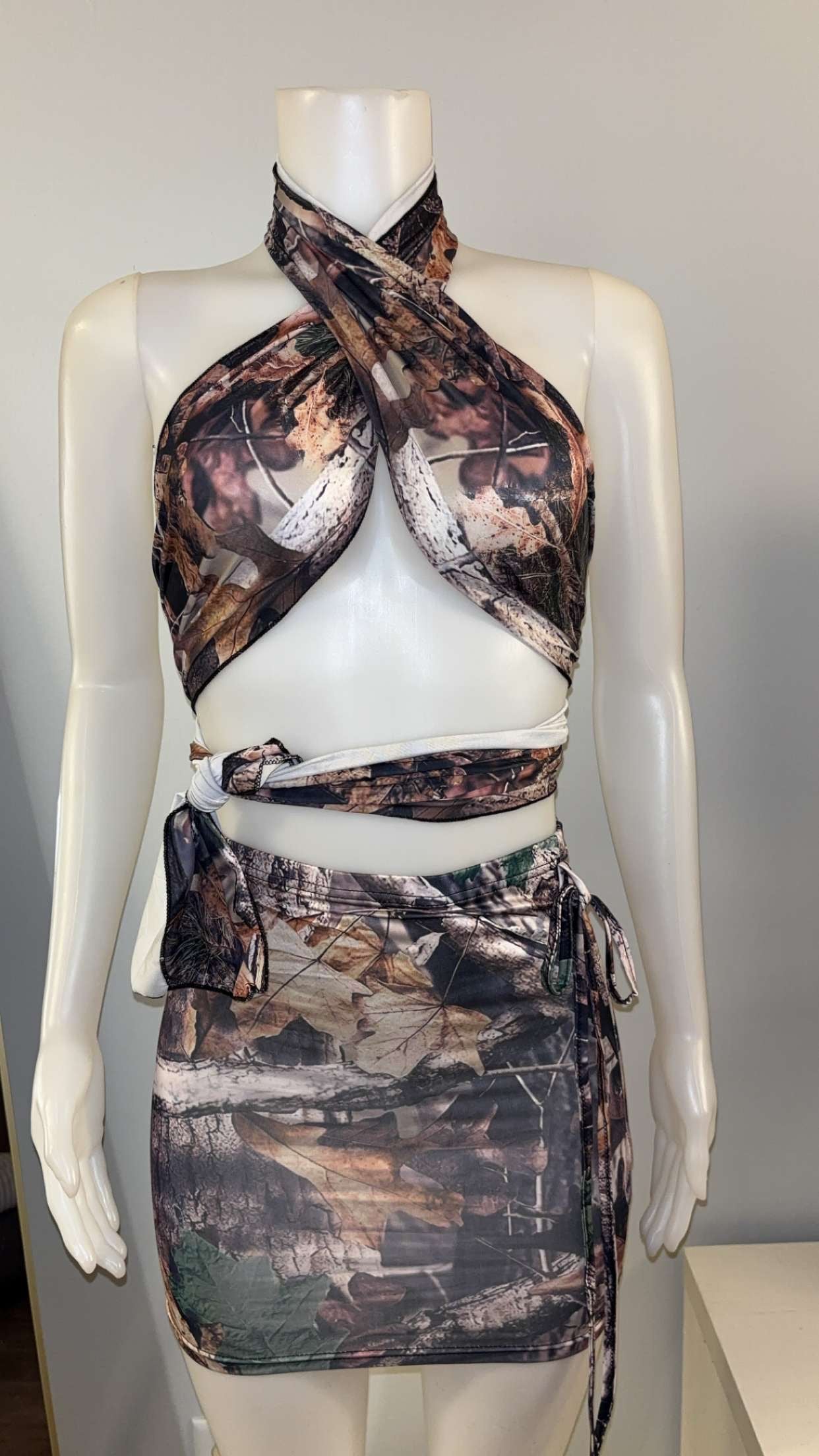 Crisscross Camo Skirt Set