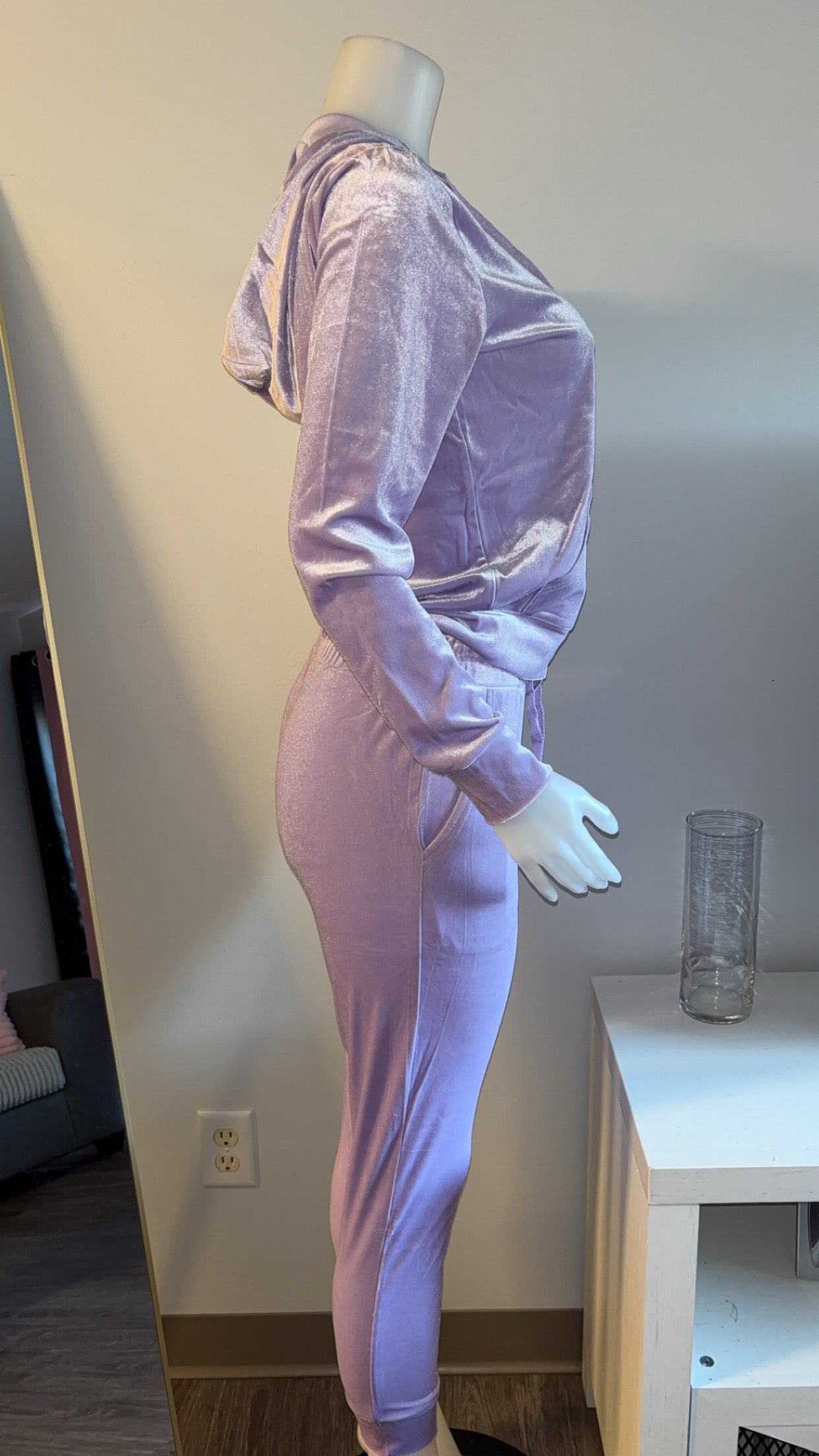 Velour Pant Sets in Purple