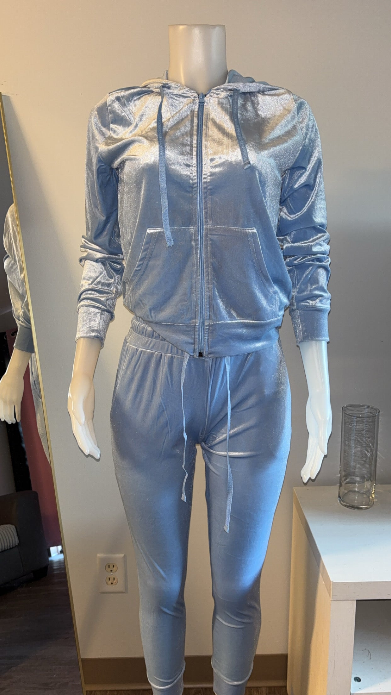 Velour Pant Sets in Blue